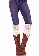 Over-knee slouch socks, ribbed knit, wide lace edge